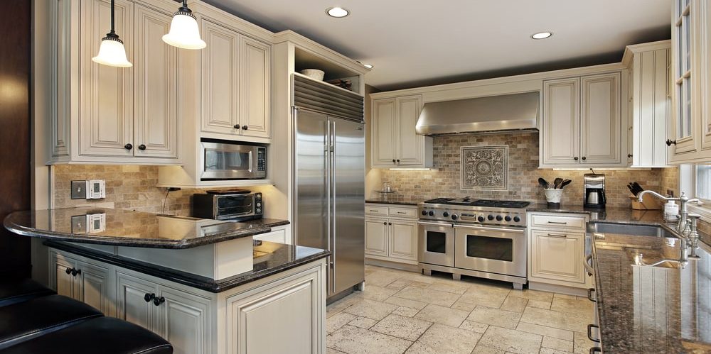 Upscale kitchen with breakfast bar